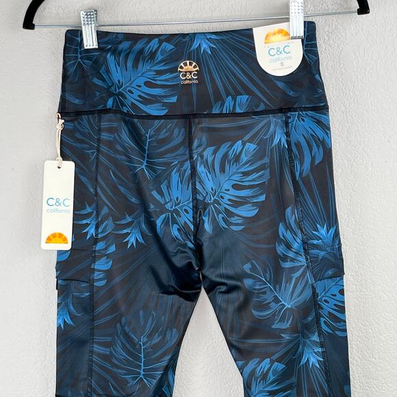 C&C California Palm Springs Black High Waist Cropped Workout Leggings Medium NWT - Picture 6 of 12